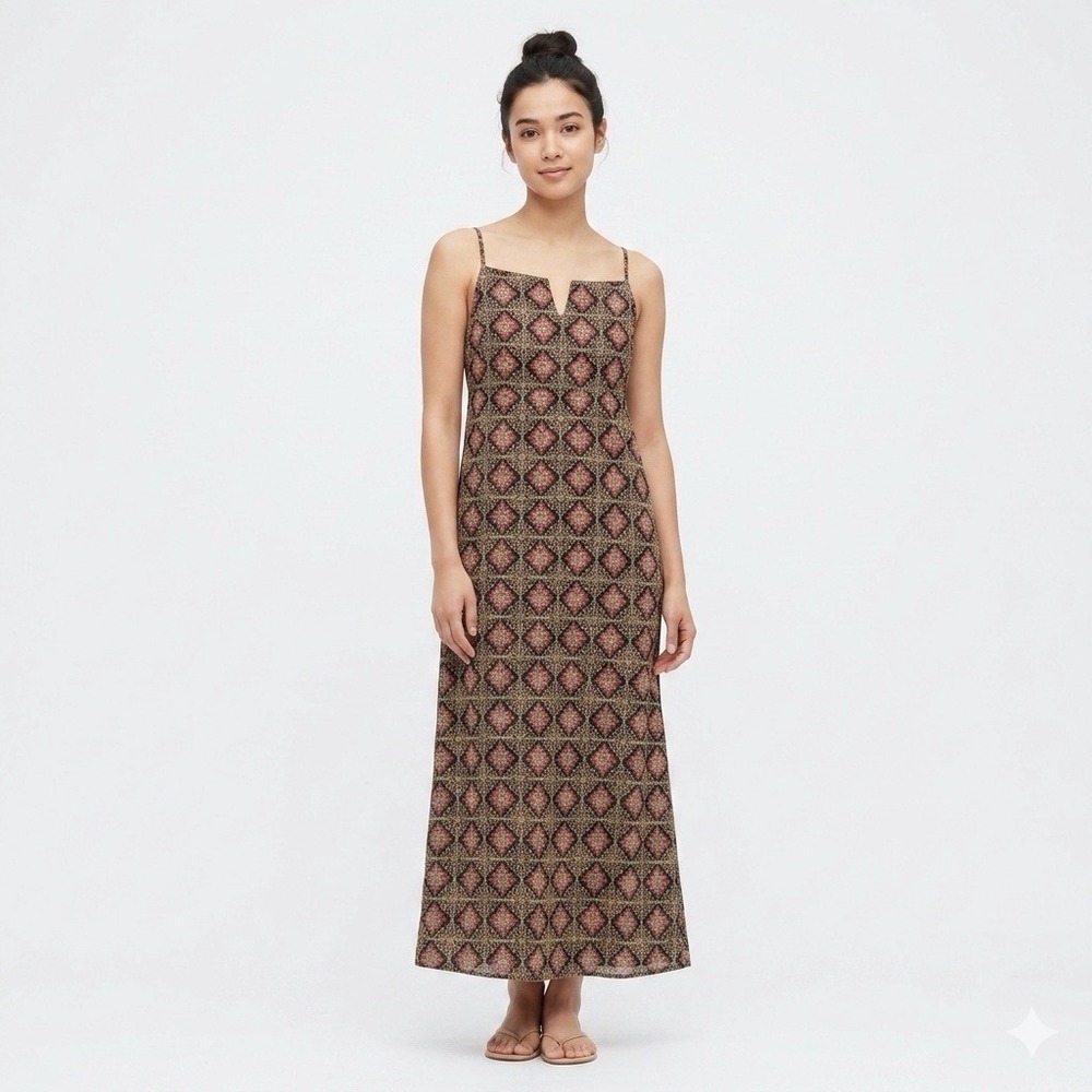 Earthbound Trading Midi Shift Tank Dress Size Small Multicolor Print Lined Indie
